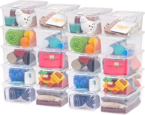 IRIS USA Storage Bins - 20-Pack Clear Stackable Shoe Boxes, 6 Quart, BPA-Free for Organized Closets & Classrooms