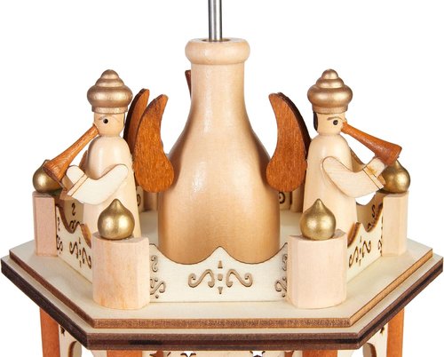 BRUBAKER Christmas Pyramid - 3-Tier Rotating Wooden Candle Holder - 18 Inch Hand-Painted Decoration - Brown