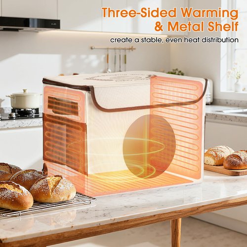 Foldable Bread Proofing Box with Temperature Timer Controller (86-113℉),Space-Saving Dough Proofer with Metal Rack,Sourdough Starter Warmer,Proofing Box for Bread Baking,Pizza,Yogurt,Seed Starting
