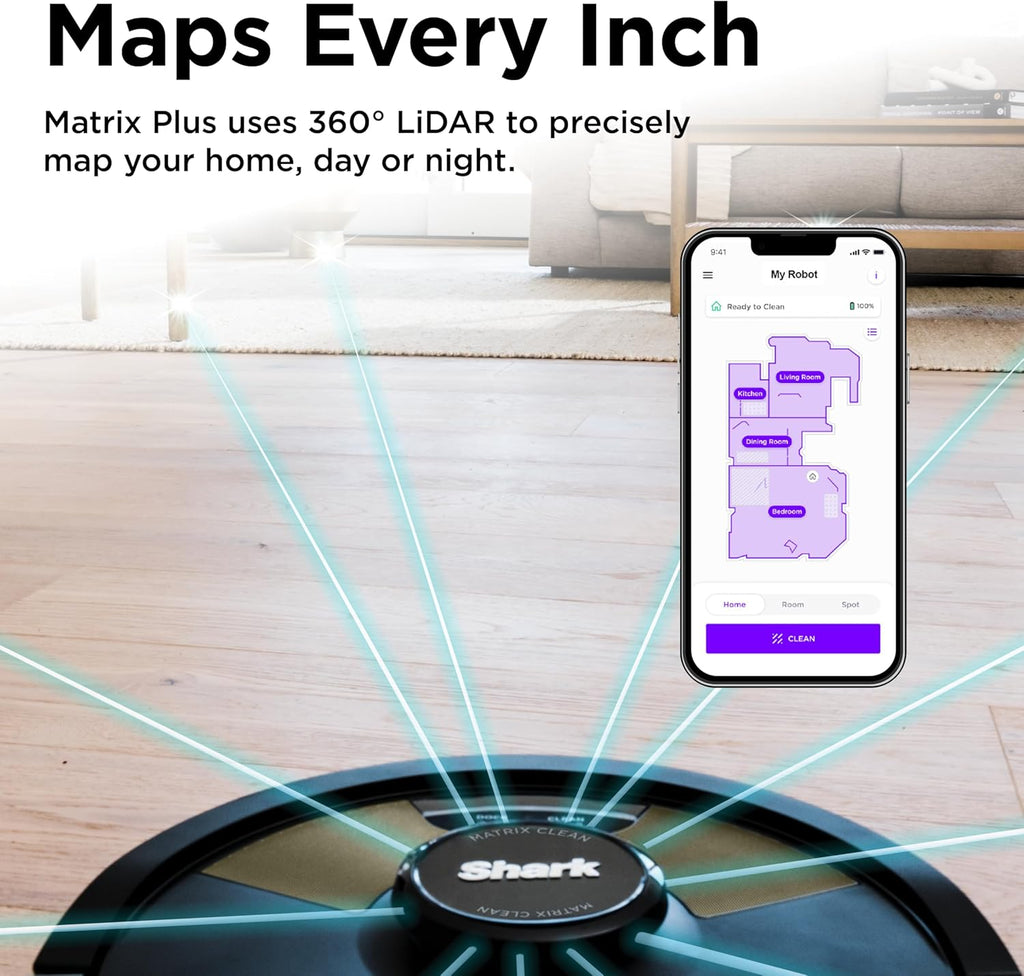 Shark Matrix Plus 2-in-1 Robot Vacuum & Mop - Sonic Mopping, HEPA Filter, WiFi, Black/Gold
