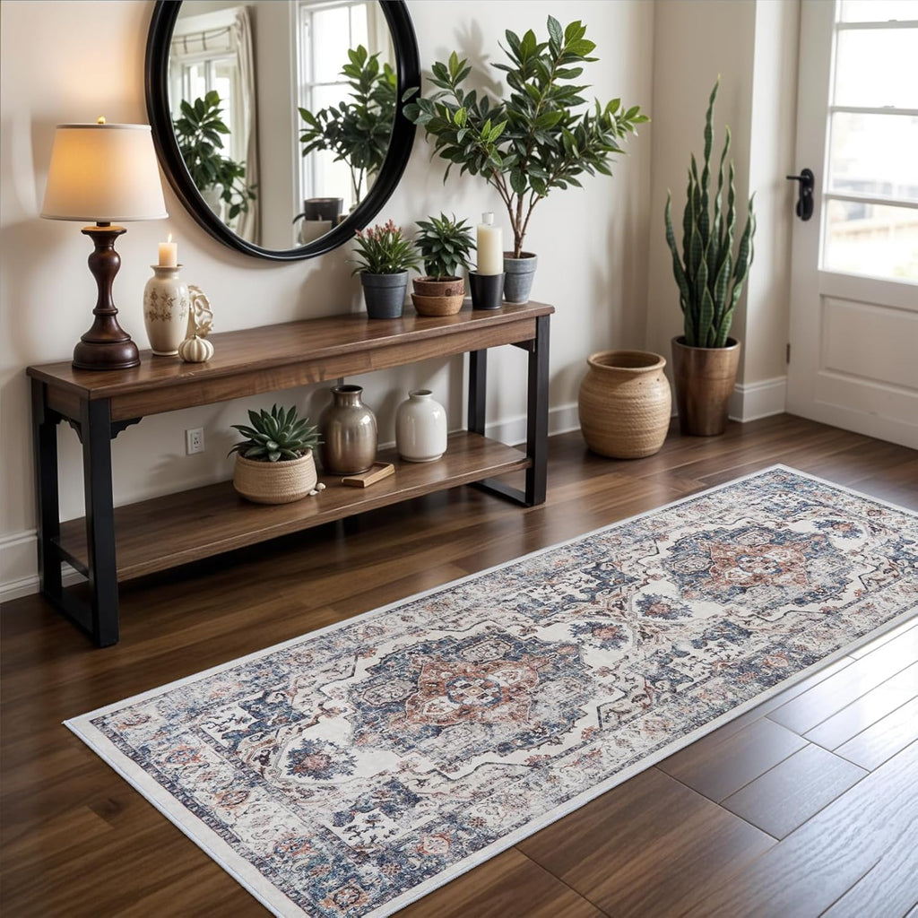 Skiennix Washable Hallway Runner Rug - Non-Slip Indoor Carpet | Soft, Lightweight, Water-Resistant (2x5, Brick)