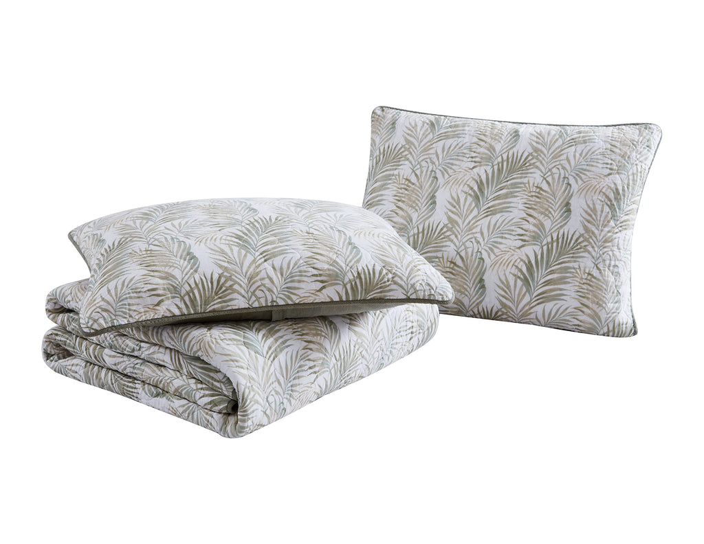 Tommy Bahama - Queen Quilt Set, Reversible Cotton Bedding with Matching Shams, Soft Coastal Bedspread, Super Soft Bedding Set (Maui Palm Green, Queen)
