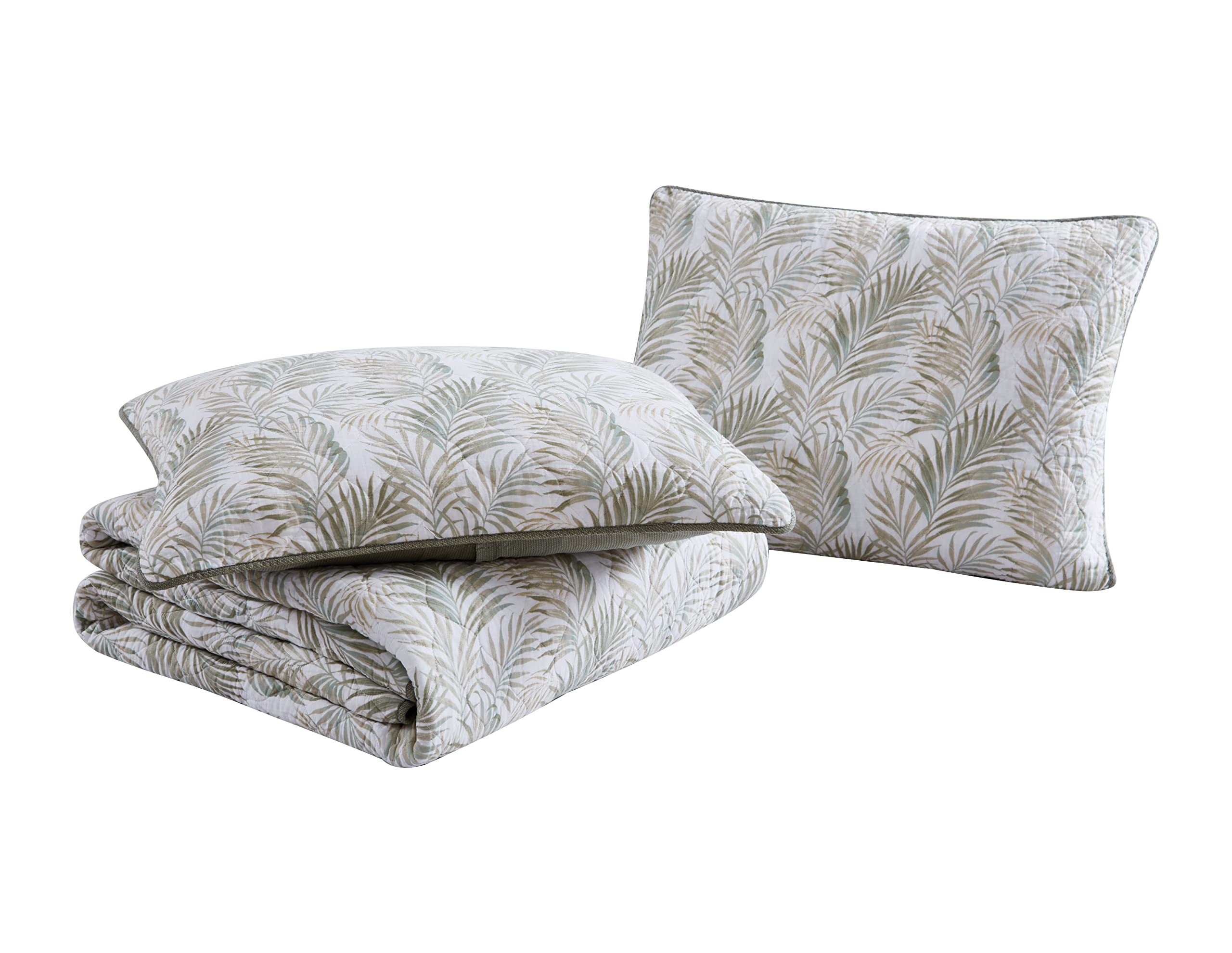 Tommy Bahama - Queen Quilt Set, Reversible Cotton Bedding with Matching Shams, Soft Coastal Bedspread, Super Soft Bedding Set (Maui Palm Green, Queen)