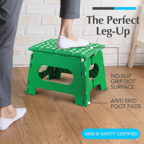 Handy Laundry Folding Step Stool - Lightweight & Sturdy for Adults and Kids - Easy One-Flip Design (Green | 2-Pack)