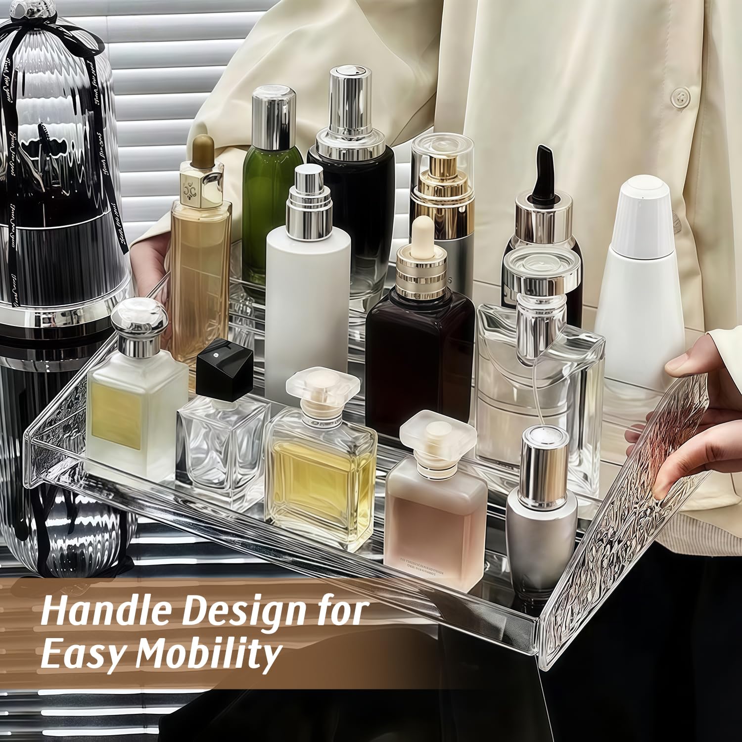 guuooge 2 Pack Perfume Organizer- 3 Tier Cologne Stand Clear Plastic Cologne Organizer for Men/Women Fragrance, Lotion, Skincare Display Holder Shelf(Clear)
