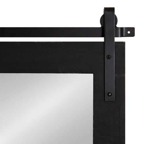Kate and Laurel Cates Farmhouse Wood Framed Wall Mirror, 22 x 30, Black, Barn Door-Inspired Rustic Mirrors for Wall