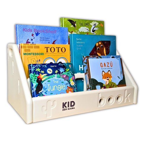 Kid Zen Mama Kids Bookshelf – 3-Tier Montessori Bookcase, Small Storage for Toddlers, Lightweight, BPA-Free HDPE, Rounded Edges, Tool-Free Assembly, Easy to Clean, Perfect for Nursery and Playroom