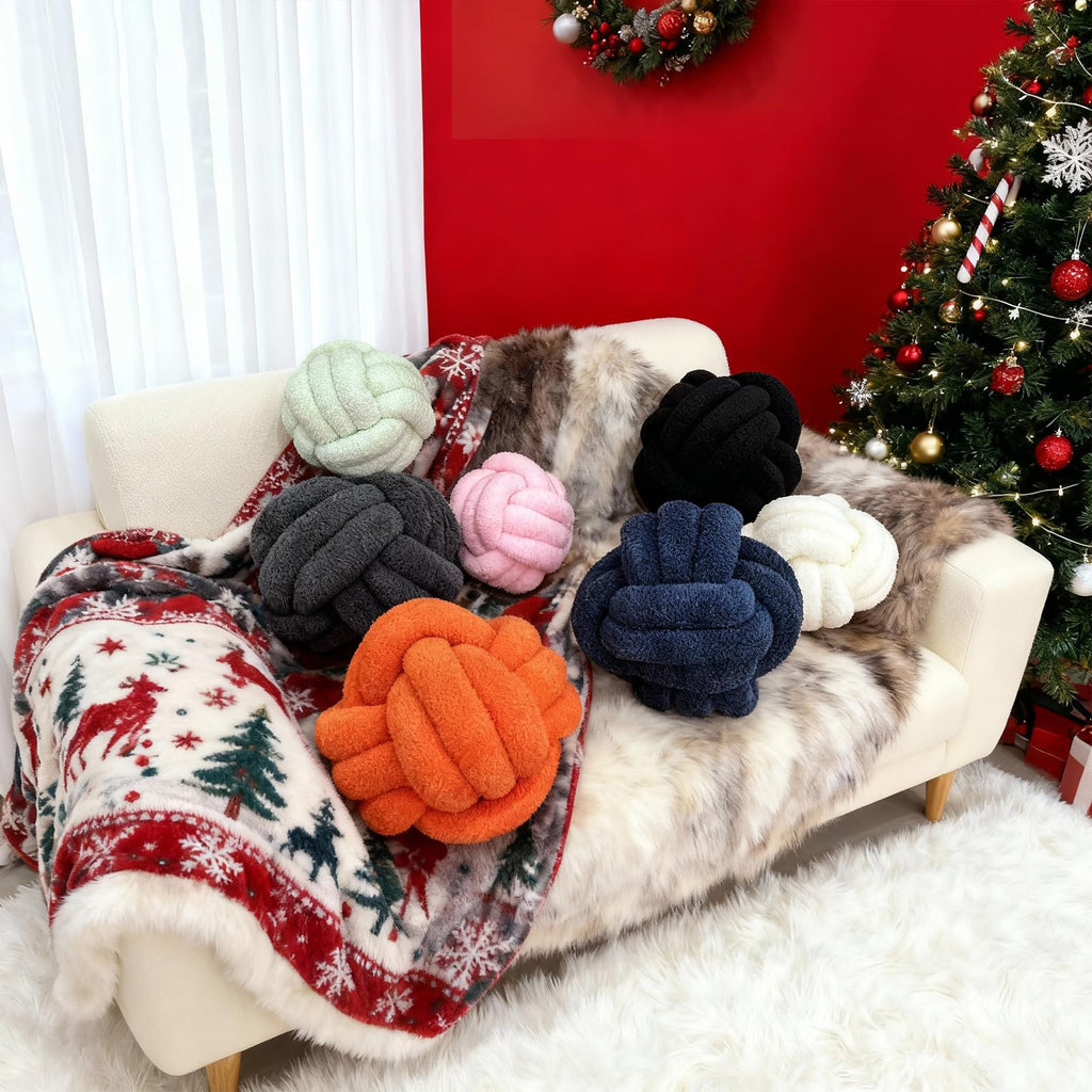 Onechionede Knot Pillow - Throw Pillows Room Décor Couch Pillow for Living Room Relieve Stress, Decorative Pillows Round Knot Cushion Pet Toy, Navy 8 Inch