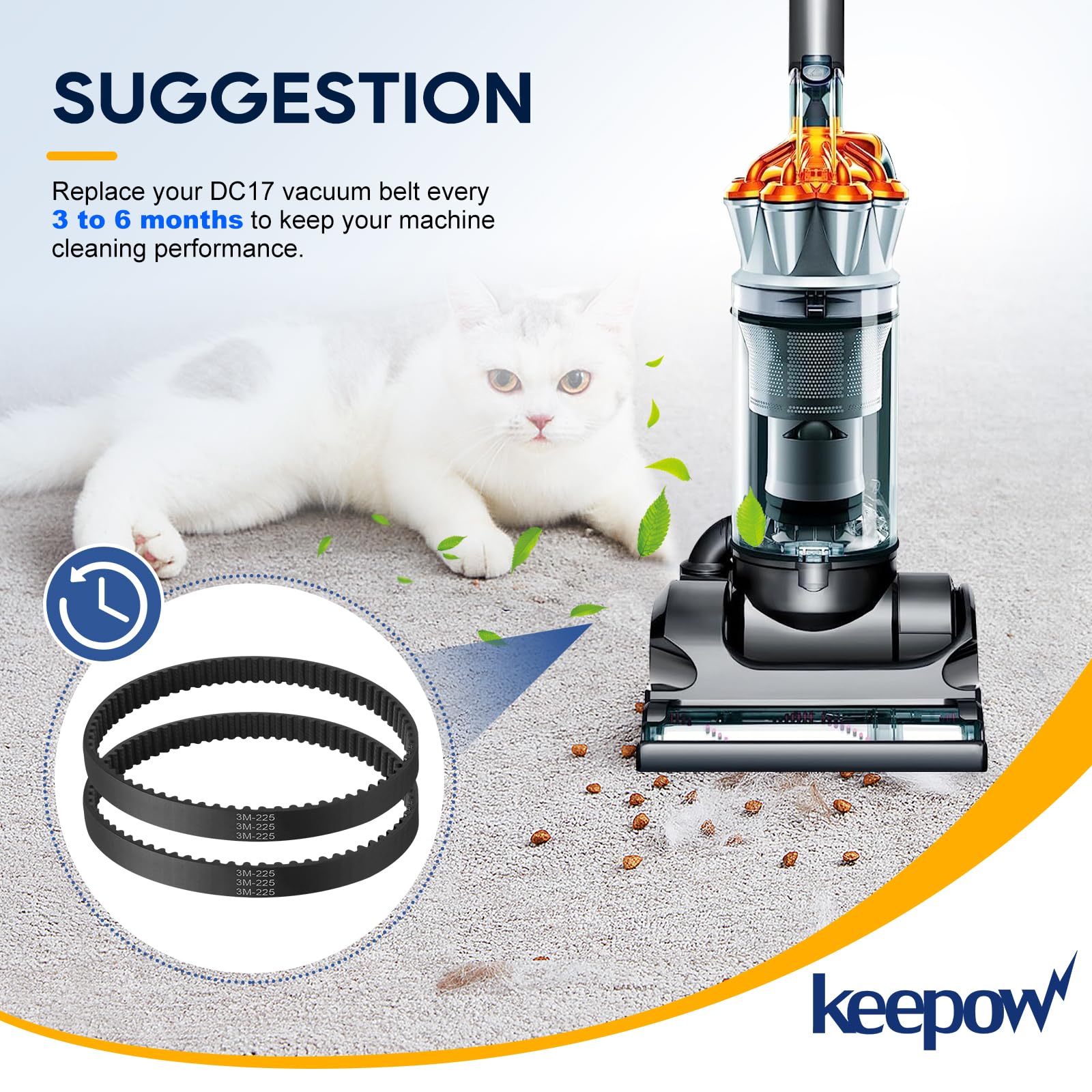 KEEPOW DC17 Replacement Belt Part 911710 01 02 Compatible with Dyson DC17 Animal Absolute Vacuum Cleaner, 4 Pack