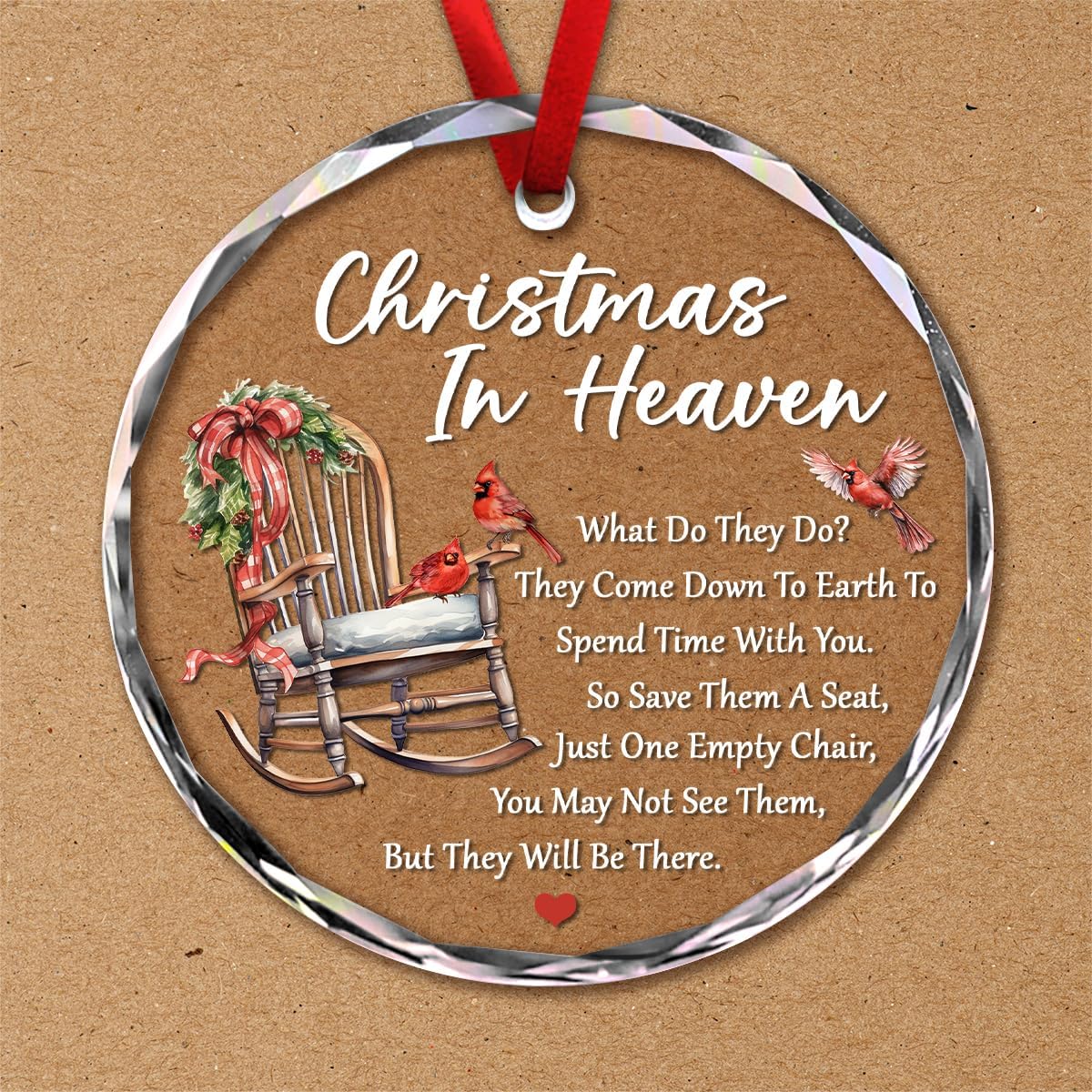 Regine Switzerland Christmas Glass Ornaments - Memorial Gifts for Loved Ones | Heaven Ornament with Empty Chair