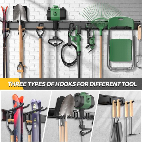 LBT 66 Garage Tool Organizer - Heavy-Duty Wall Mount Rack with Adjustable Hooks | 720lbs Capacity