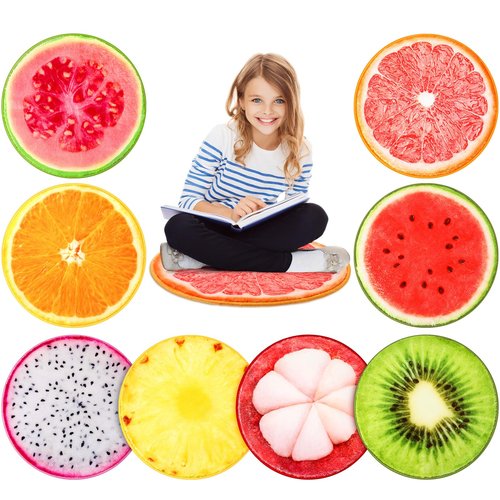 Tinideya 8 Pcs Fruit Carpet Circle Seats for Classroom Sitting 15 Inch Small Floor Cushions Round Classroom Rugs Bulk for Home Decorations School Group Activity