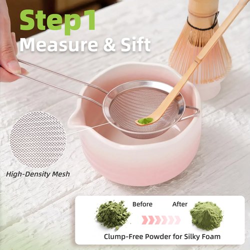 ECOLEMON Pink Matcha Kit, 6-Pcs Matcha Whisk Set, Valentines Day Gifts for Her, Matcha Bowl with Spout(18 OZ) & Macha Whisk and Holder, Matcha Bowl and Whisk set, Matcha Gifts, Women Birthday Unique