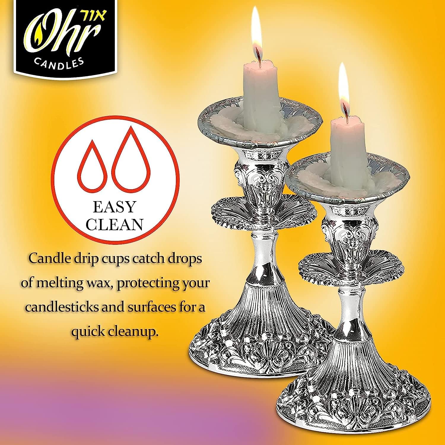 OHR Extra Heavy Disposable Aluminium Foil Candle Holders - 50 Pack Drip Cup Bobeches