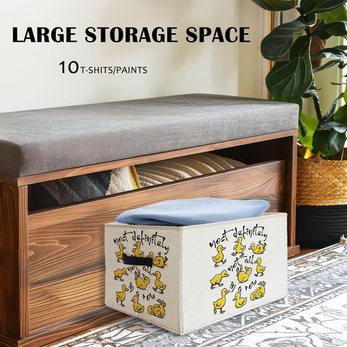 XDFVL Funny Yellow Ducks Storage Basket Bins With Handles for Girls Kids, Funny Yellow Ducks Foldable Organizer Basket Toybox for Girls Room Nursery Bedroom Bathroom Clothes Toys Books
