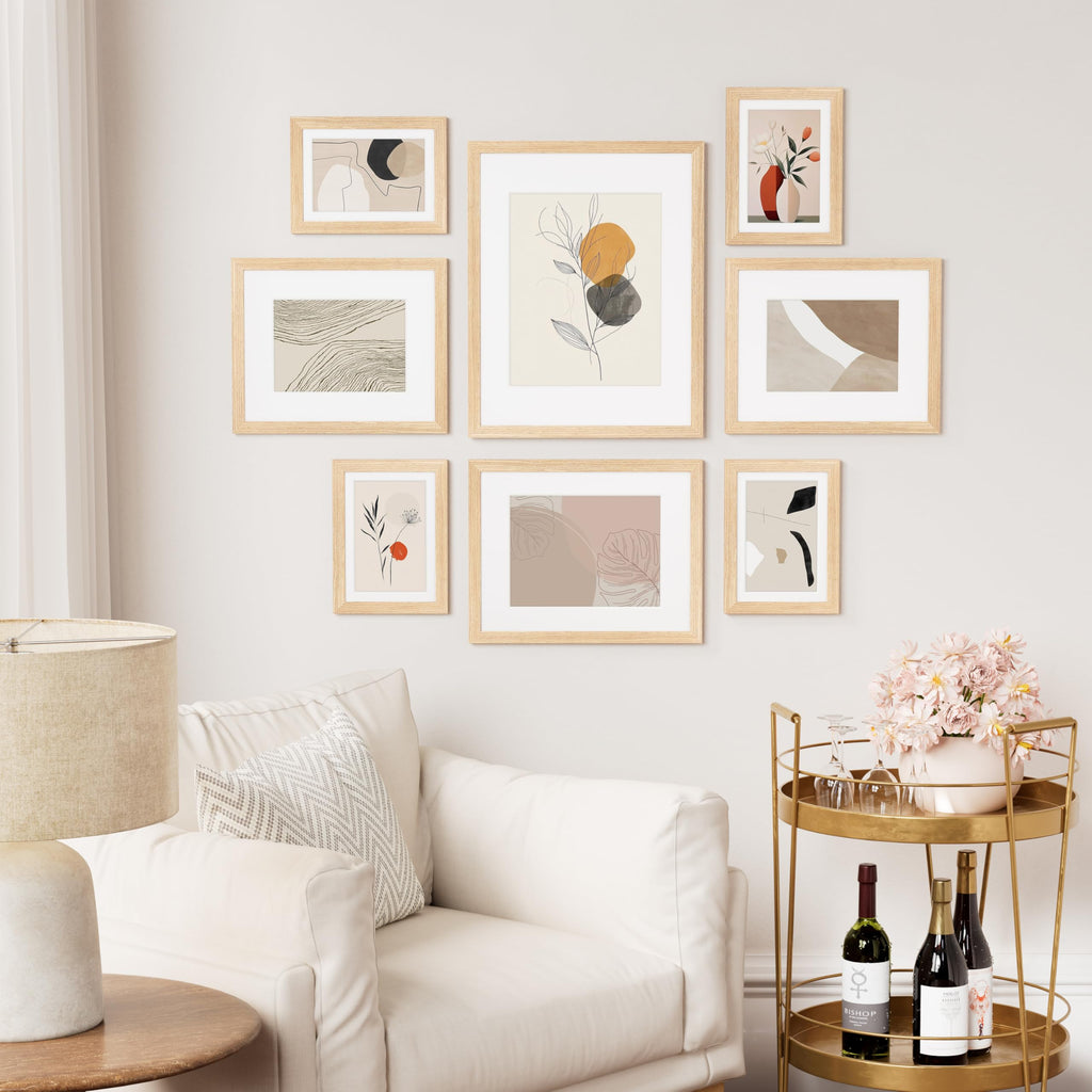 Vittanly 8x10 Picture Frame Set of 2, Solid Wood Frame for Wall or Tabletop, Display Photo 5x7 with Mat or 8x10 without Mat, Natural