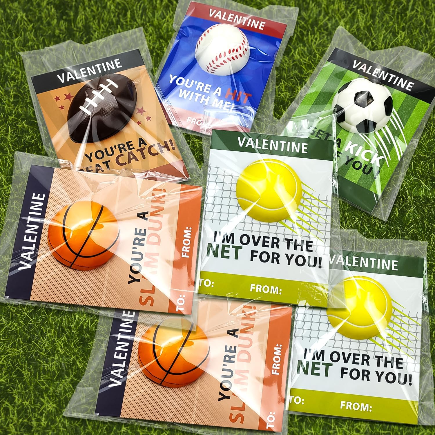 Valentine's Day Sports Gifts | 20-Pack Foam Sport Ball Toys with Exchange Cards for Kids