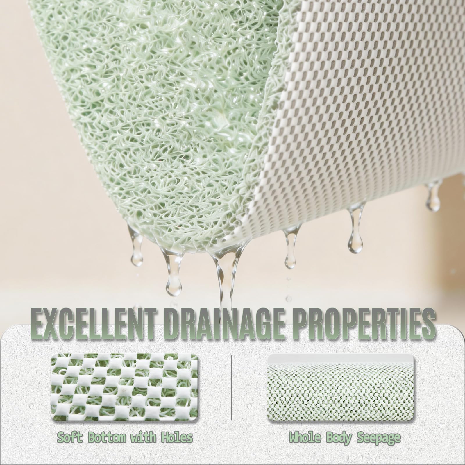 Joyhalo Shower Mat Bathtub Mat Non Slip, Bathmats Non Slip, Quick Drying Foot Scrubber Loofah Mats for Shower, Tub, Bathroom, Home,30x17inch, Mint Green