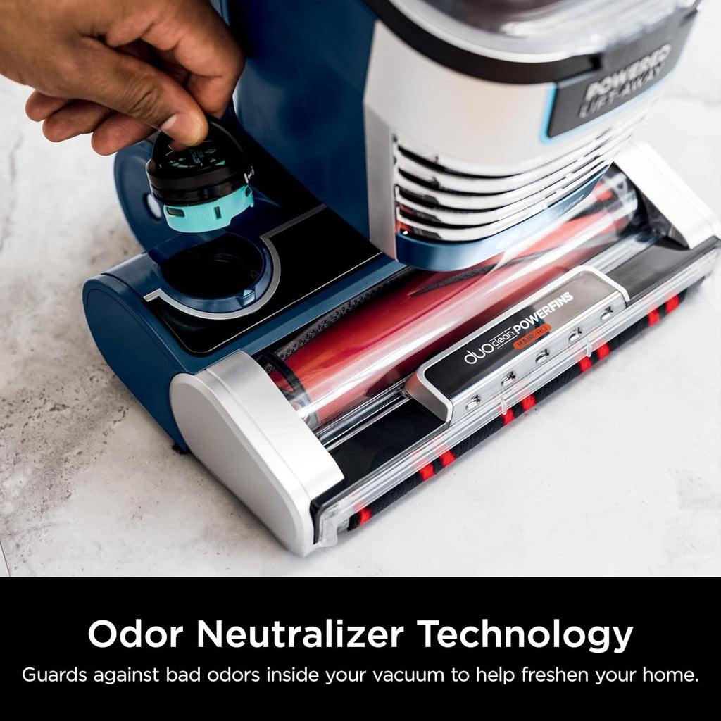 Shark Stratos Upright Vacuum - DuoClean PowerFins & HairPro | Powered Lift-Away, Navy AZ3002