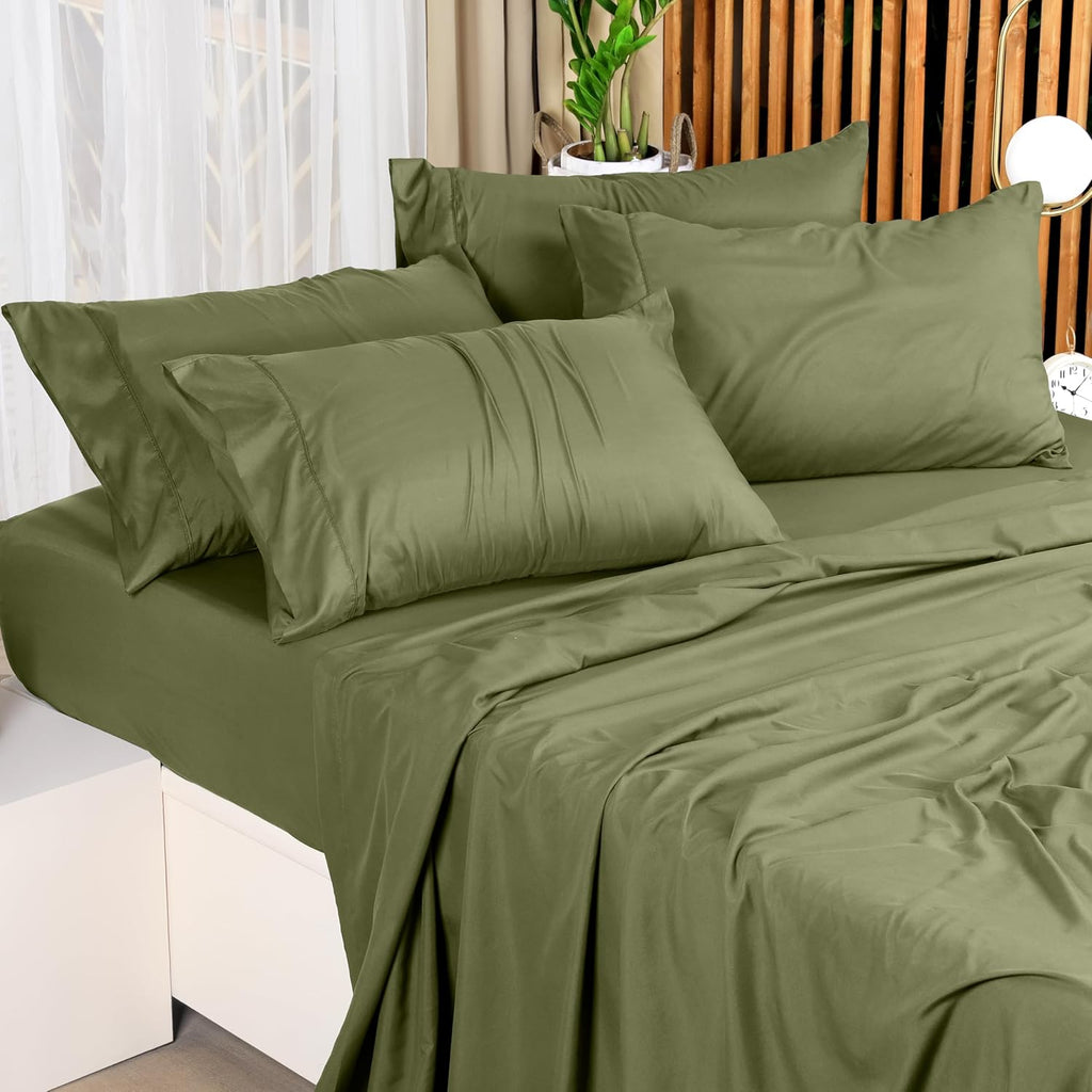Utopia Bedding Queen Size Sheet Set - Soft Microfiber Bed Sheets, 4-Piece - Oeko-Tex Certified (Olive)