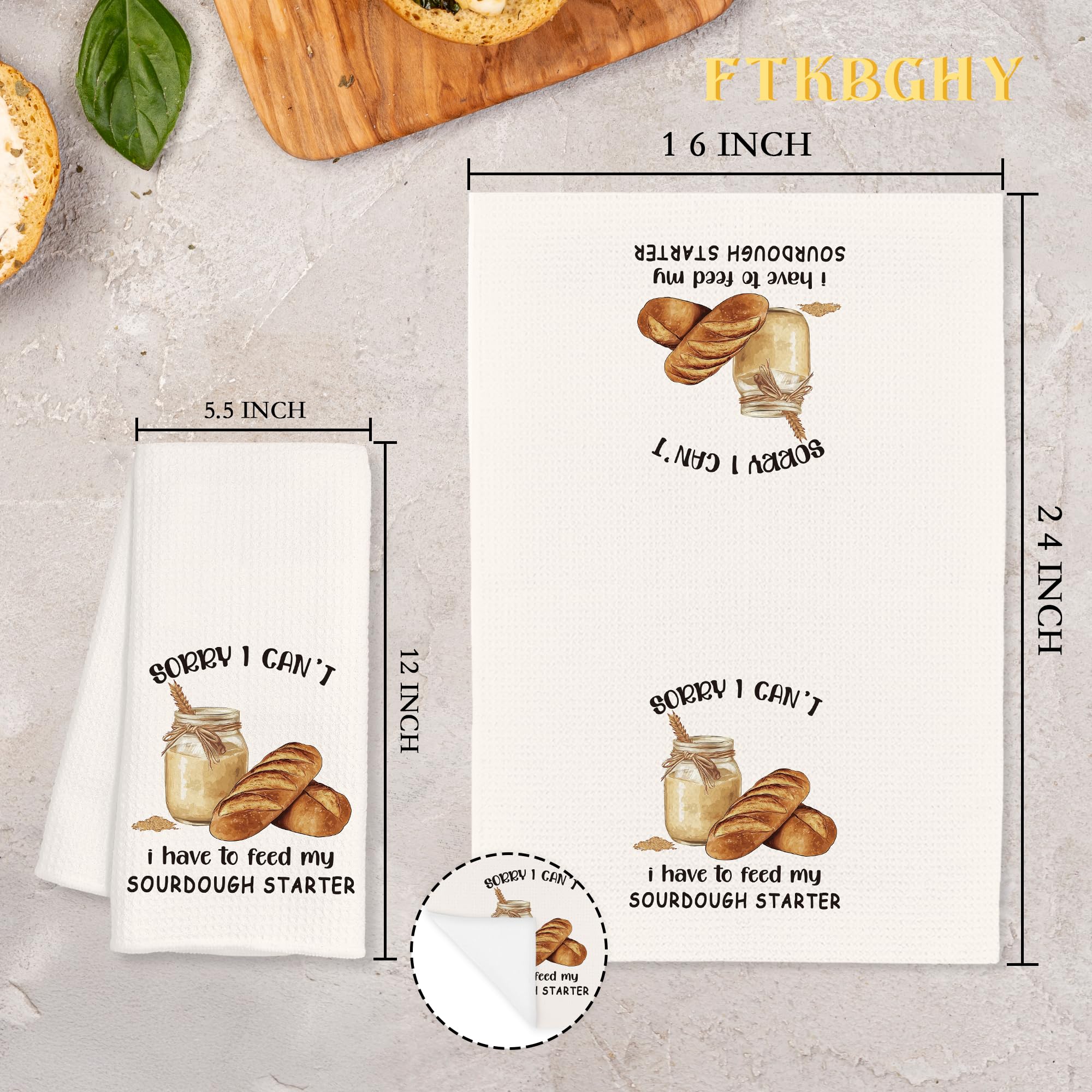 FTKBGHY Funny Baking Gifts Kitchen Towels, Gifts for Sourdough Bread Bakers Baking Lovers, Baker Gift Decorative Dish Hand Tea Towels for Bakery Kitchen, 16x24 Inch