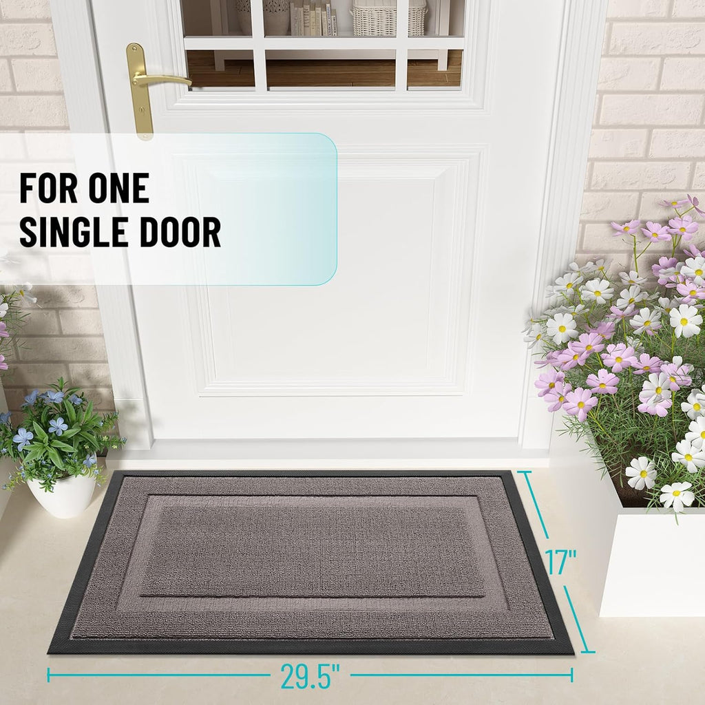 OLANLY Waterproof Front Door Mat - All-Season Indoor/Outdoor Doormat, Easy to Clean, 29.5x17, Taupe