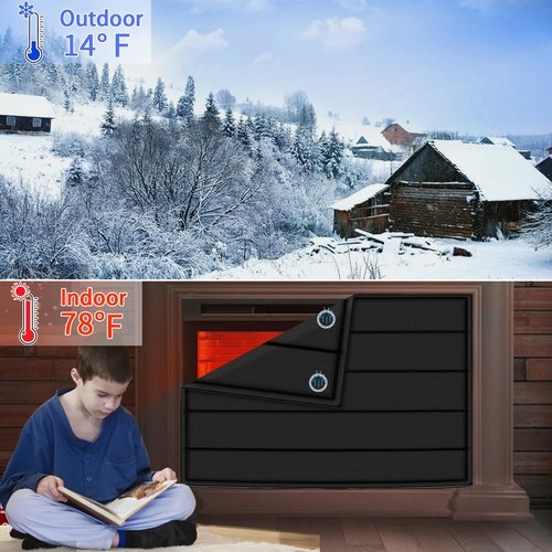 Magnetic Fireplace Blanket for Heat Loss Indoor Fireplace Covers Keep Drafts Out Stops Heat Loss Fireplace Draft Stopper with Built-in 12 Strong Magnet for Iron Fireplace Frame Fireplace Screen 39x36