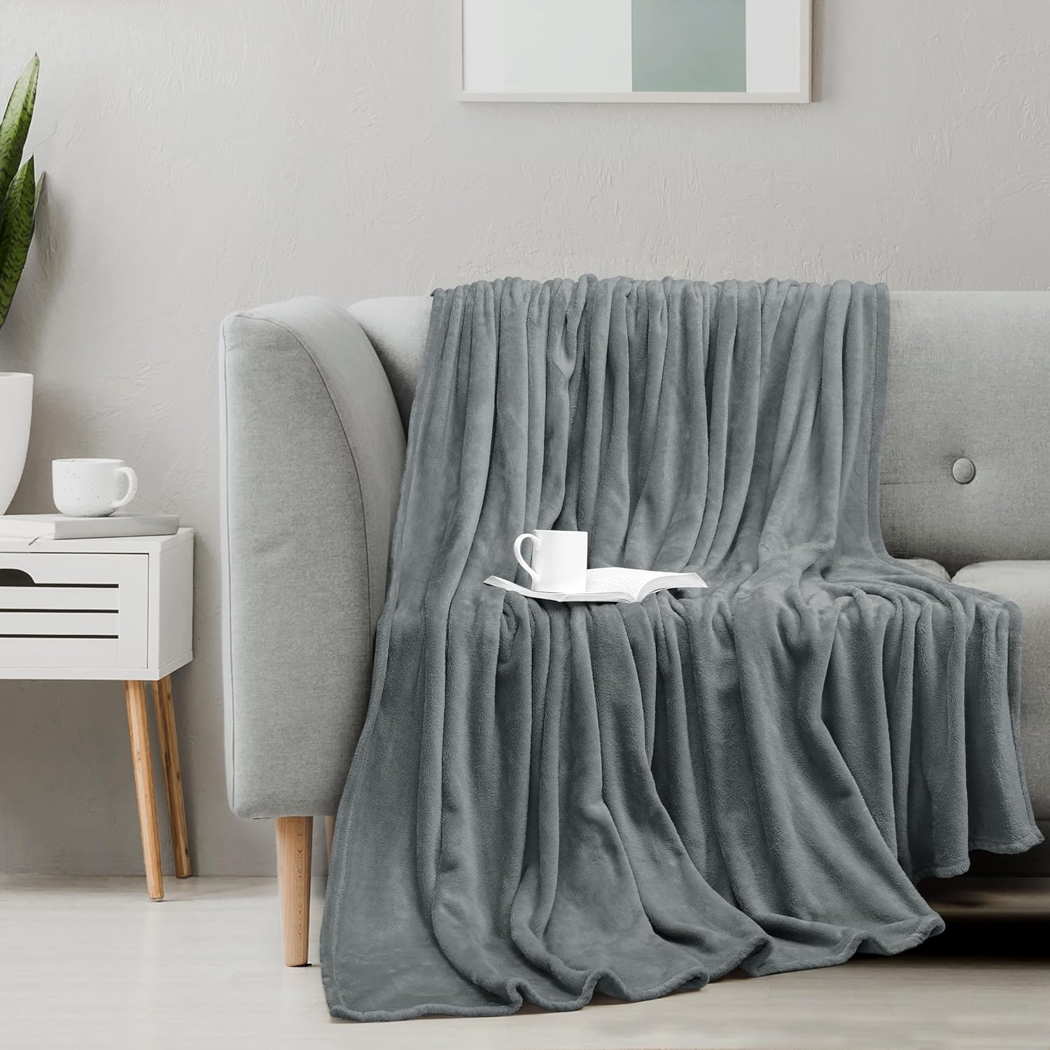 Utopia Bedding Cool Grey Fleece Blanket - Soft Anti-Static Microfiber | Queen Size (90x90 Inch)