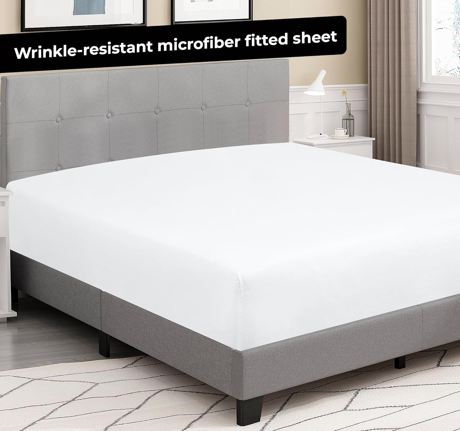 Royale Linens Fitted Sheet - Ultra Soft 1800 Brushed Microfiber - Hotel Luxury, Deep Pocket, White