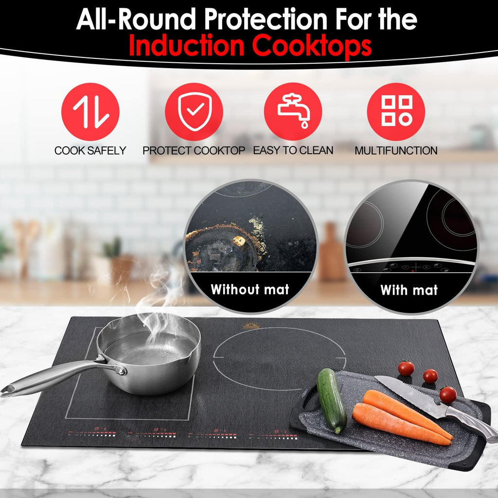 Cook's Aid Large Induction Cooktop Protector Mat 21.2x35.4 Inch,Translucent (Magnetic) Stove Top Cover for Electric Stove, Silicone Stove Mat for Glass Top Stove,Glass Top Stove Cover (LTSICT1)