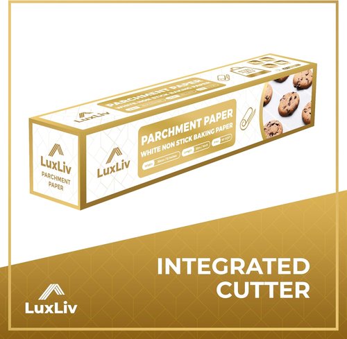 LuxLiv® Non-Stick White Parchment Paper Roll - 12" x 164 ft, Extra-Thick & Greaseproof for Baking