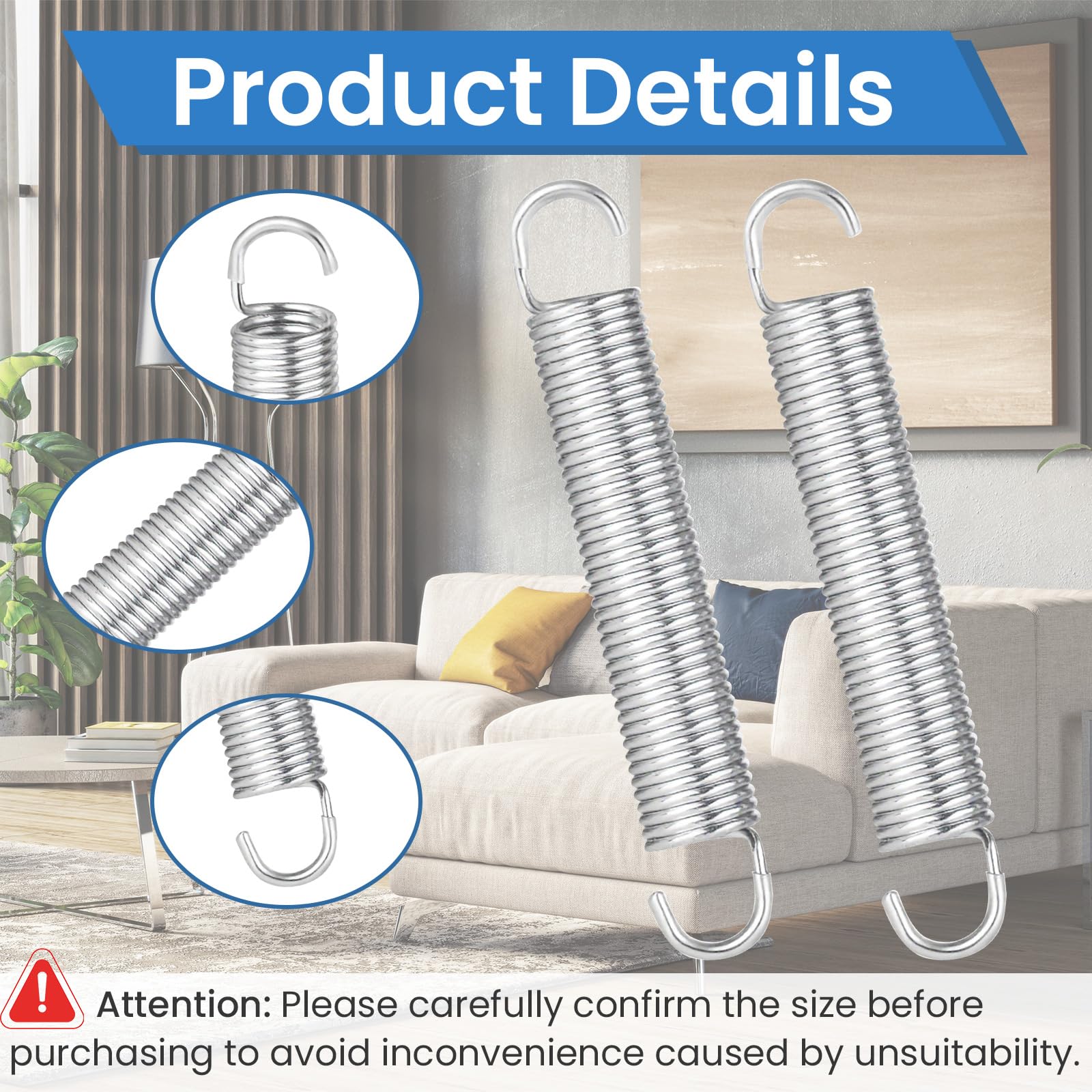 Aocies 4-3/4 inch Recliner Sofa Chair Replacement Springs (2 pcs) Mechanism Tension Sofa Chair Stainless Steel Spring