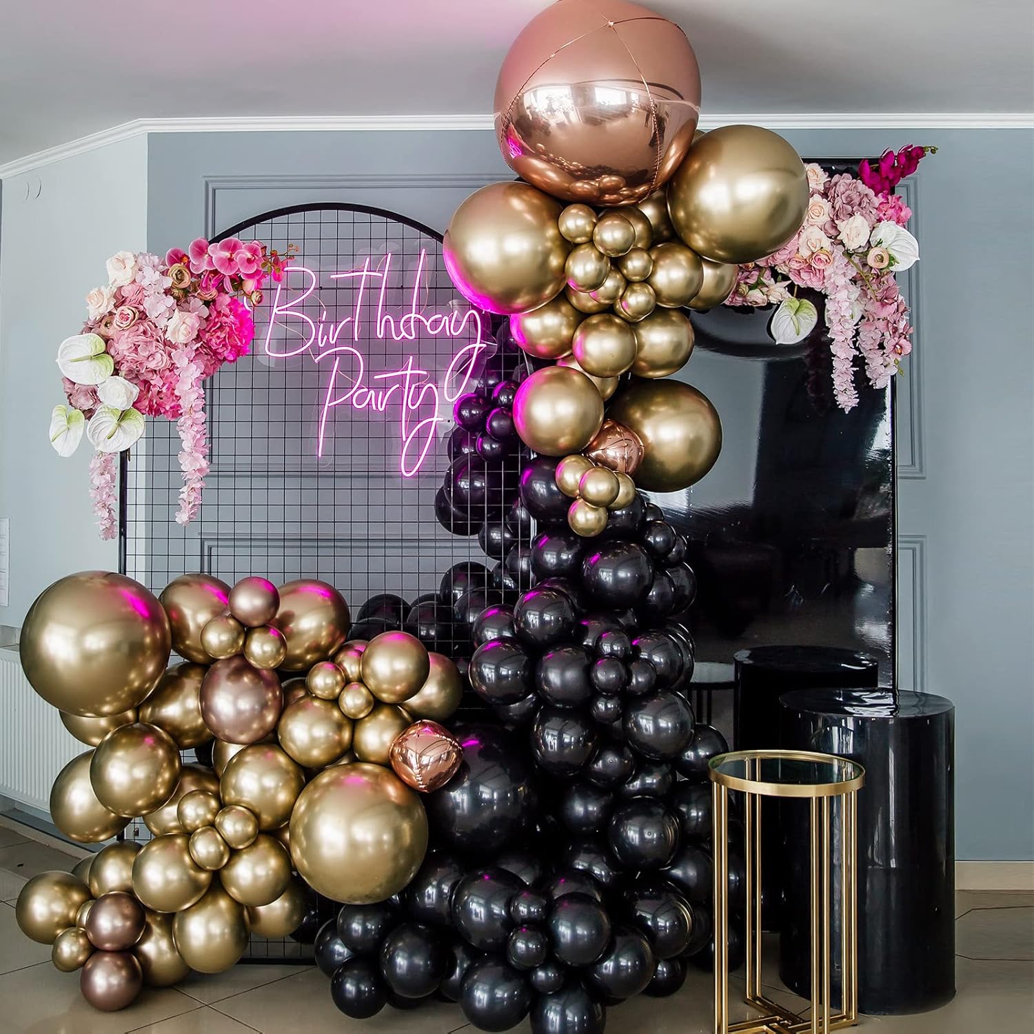 RUBFAC Black Balloons - 129-Piece Latex Balloon Arch Kit for Halloween & Party Decor | 5-12 Inch Sizes