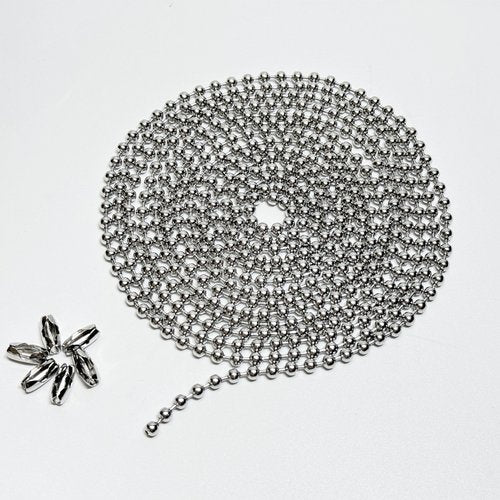 #10 Beaded Ball Chain 10 Feets 4.5mm Bead Chain Extender with 6 Pieces Connector Clasps for Plumbing, Crafts, Industrial Equipment Labeling Applications and Commercial Use (304 Stainless Steel)