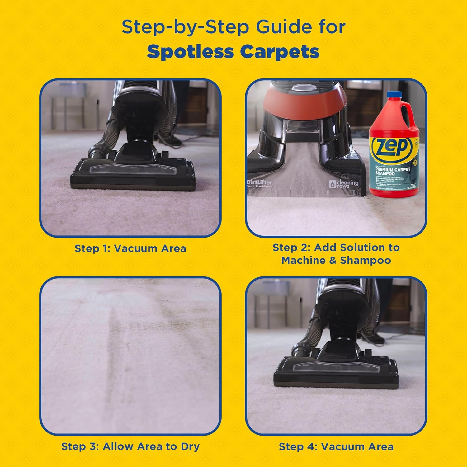 Zep Shampoo | Premium Carpet Cleaner - 64 Oz Bottle for Deep Cleaning and Stain Removal