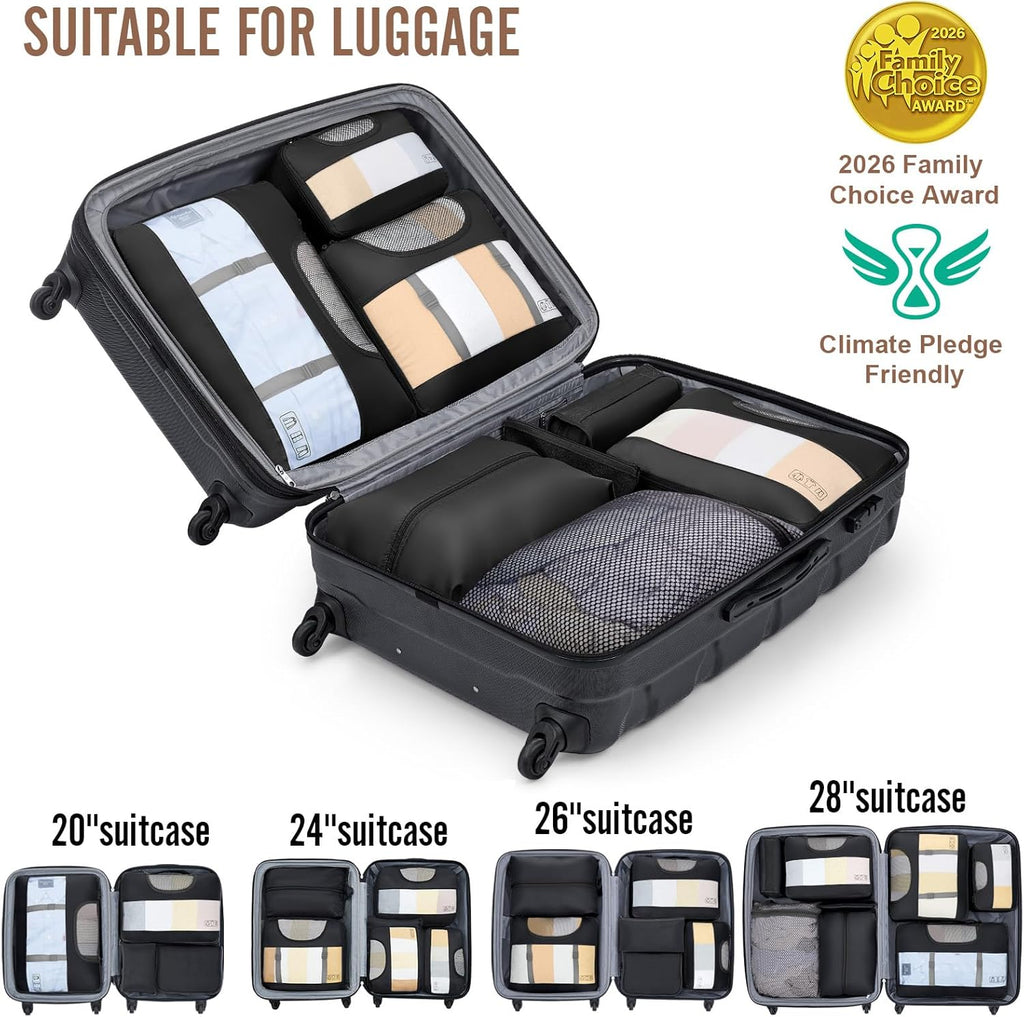 Veken Packing Cubes - Travel Organizer Bags Set with Laundry & Toiletry Bags | 10-Piece Set in 4 Sizes