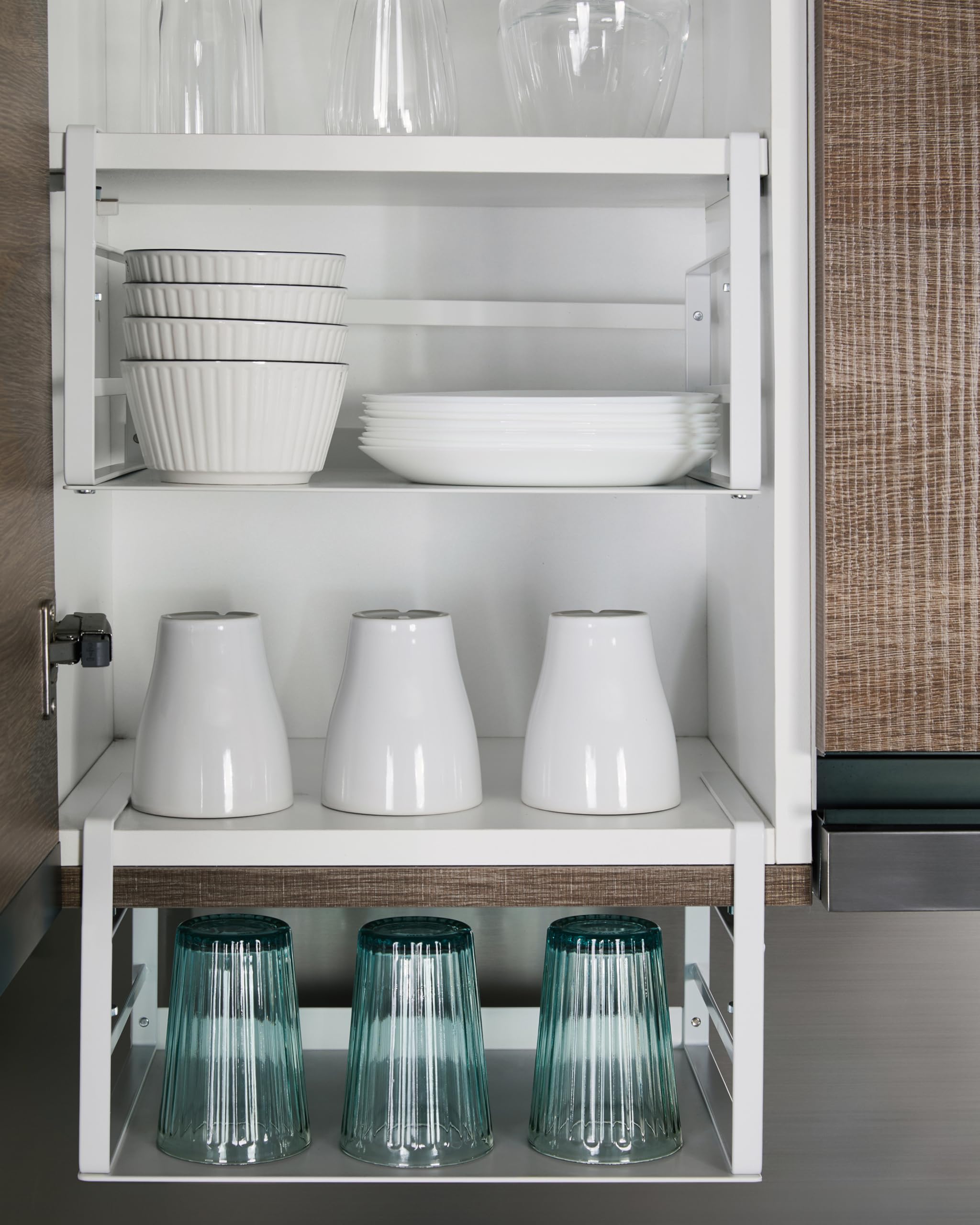 Nxconsu 2Pack Under Shelf Storage Basket Organizer Hanging Holder for Kitchen Cabinet Pantry Cupboard Desk Bookshelf Organization Space Saver Heavy Duty Slide-in Adjustable Mounting Clamp White Large