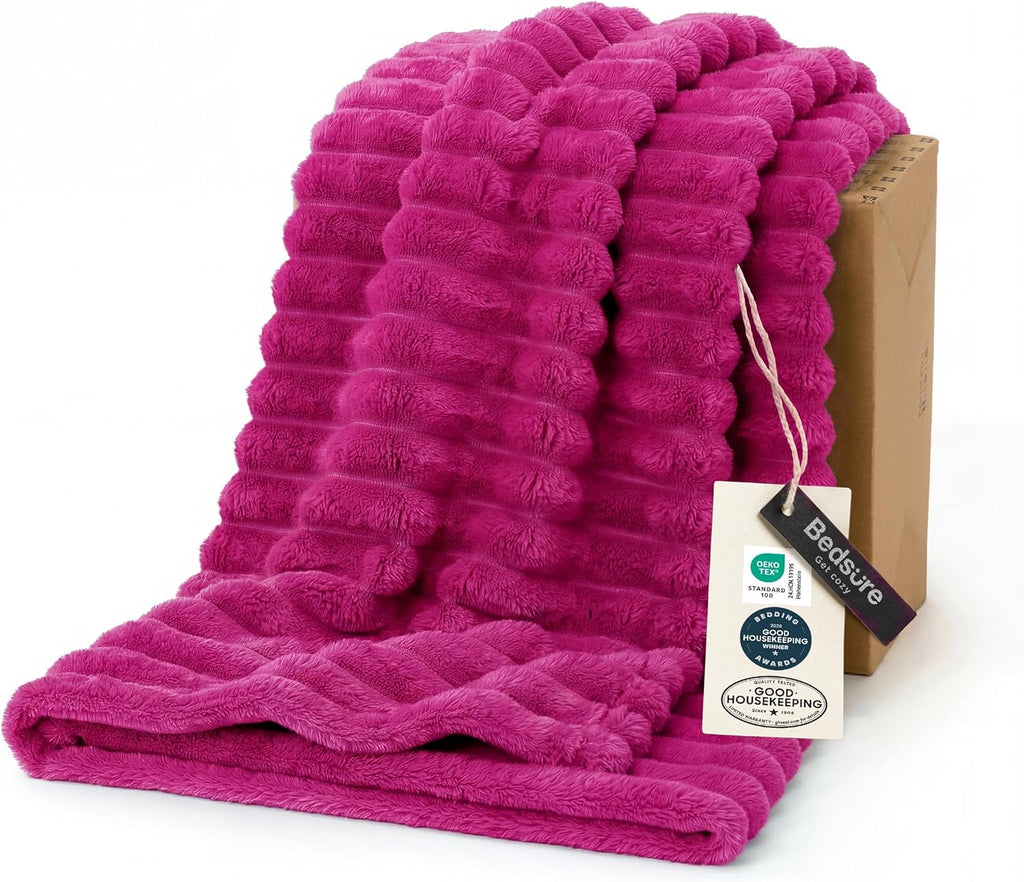 Bedsure GentleSoft Fleece Blanket - Cozy Hot Pink Throw for Couch, Perfect Size 50x70 Inches