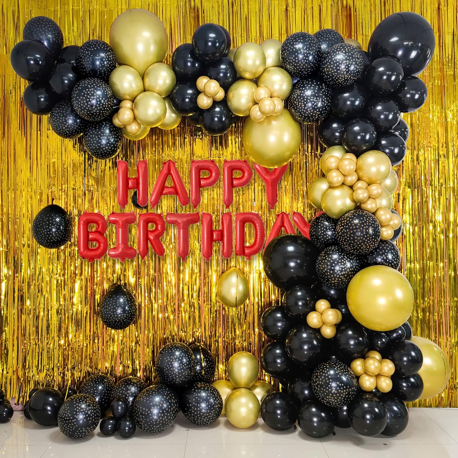 Skiennix 100 Pcs Black and Gold Balloons - 12 Inch Metallic Latex for Birthday & Graduation Decor