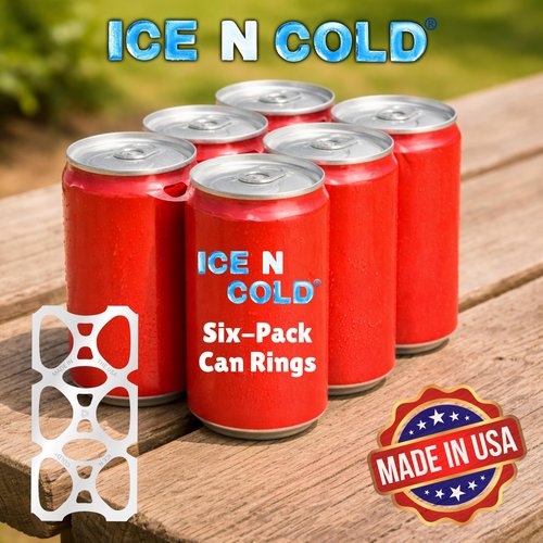 ICE N COLD 6-Pack Rings (1000ct Pre-cut) Universal Fit - Fits all 12oz Beer/Soda Cans | FAST SAME DAY SHIPPING