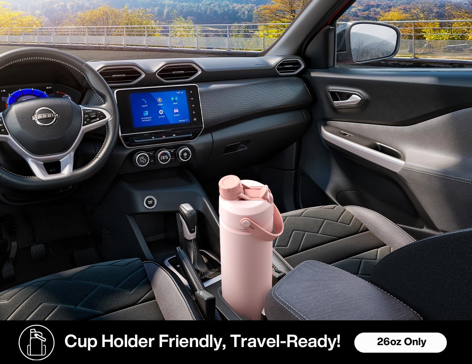POWCAN 26 oz Insulated Water Bottle - 2-in-1 Straw & Spout Lid | Keeps Drinks Cold 24H, Leak-Proof, Fits Car Cup Holder