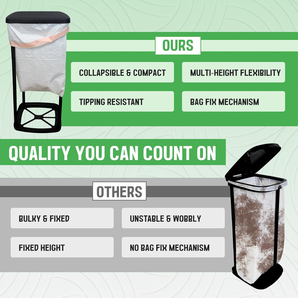 Roamix Collapsible Trash Can - 13 Gallon Foldable Garbage Bin with Carrying Bag for Indoor/Outdoor Use