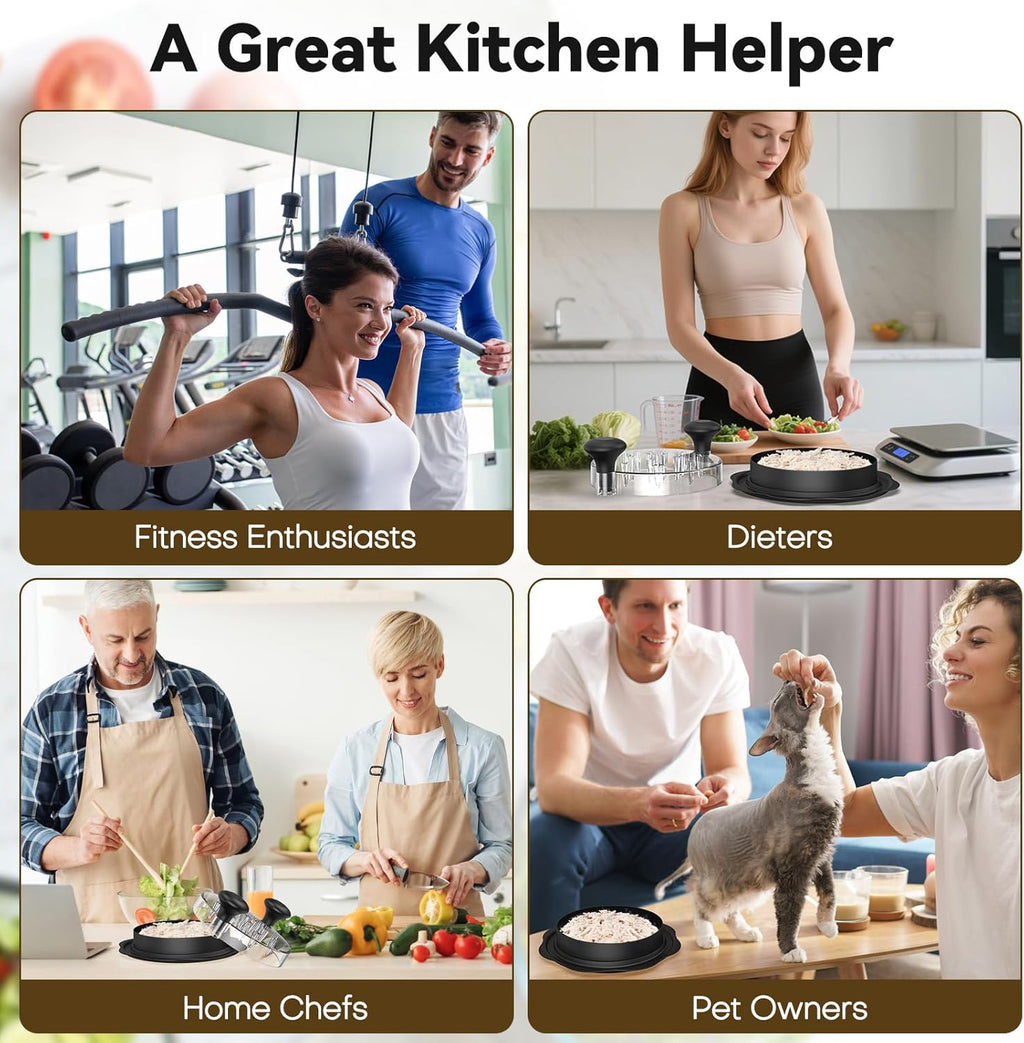 Ukeetap 10" Pro Chicken Shredder Tool - BPA-Free, Ergonomic Design & Anti-Slip Base, Black