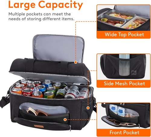 Lifewit Insulated Cooler Bag - Large Leakproof Beach Cooler for 32/48 Cans | Portable Double Layer Ice Chest for Camping & Road Trips