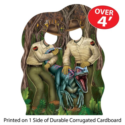 Beistle 49.25" x 37.25" Dinosaur Wranglers Photo Prop with Easel, Dino Themed Party Decorations, Photography Backdrop