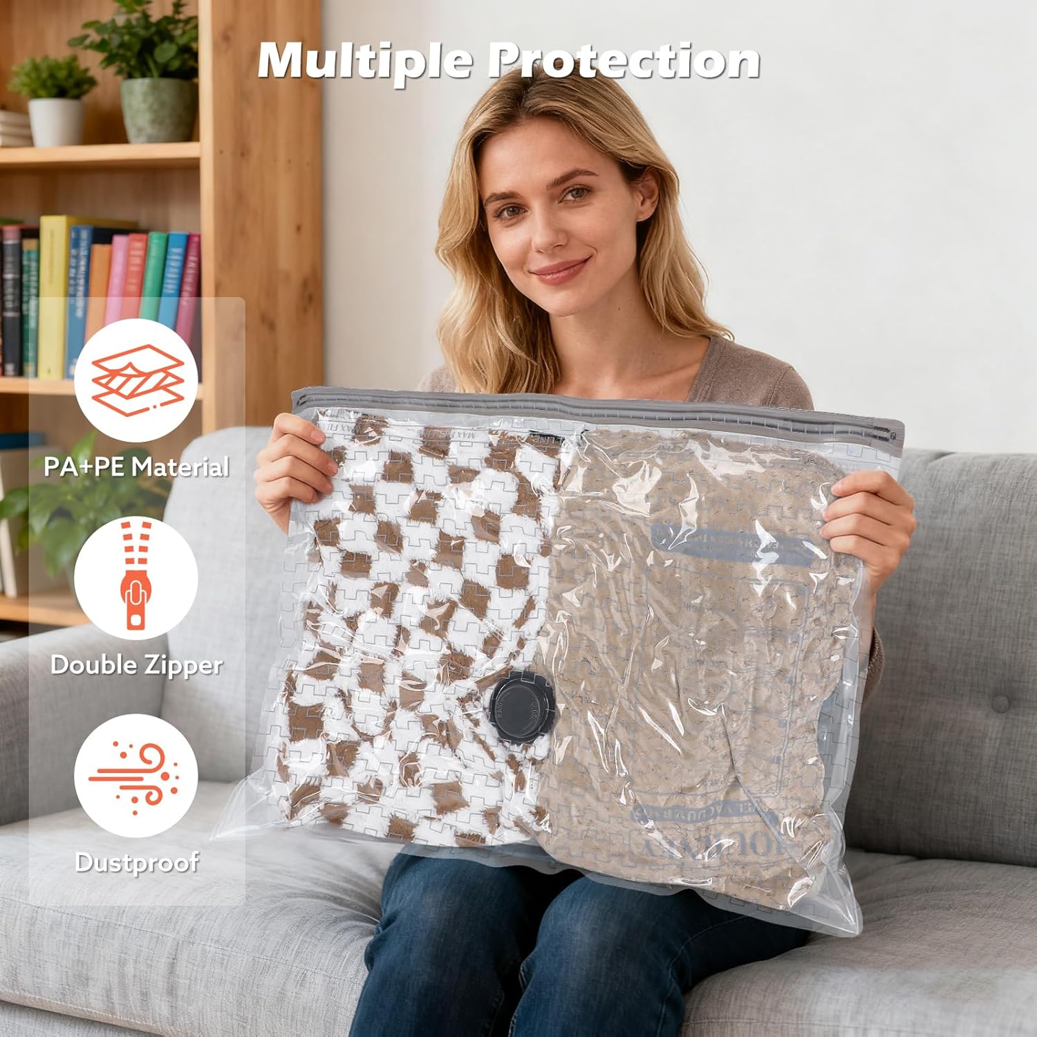 Skiennix Travel Vacuum Bags - Wireless Charging Air Pump Included | 15 Pack in 3 Sizes for Clothing & Luggage Storage