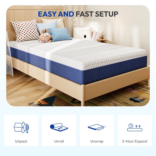 Gelsea 6 Inch Twin Size Mattress, Firm Gel Memory Foam Twin Mattress in a Box, Firm Back Support for Pressure Relief & Spinal Alignment, CertiPUR-US Certified, Fiberglass-Free