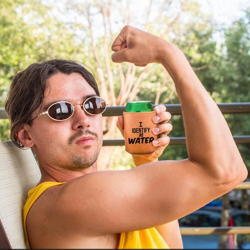Birthday Gifts for Men, Dad Birthday Gift, Can cooler for men, Leather beer can cooler with foam lined, Engrave gifts for Dad, Retirement Gifts for Men (Funny1)