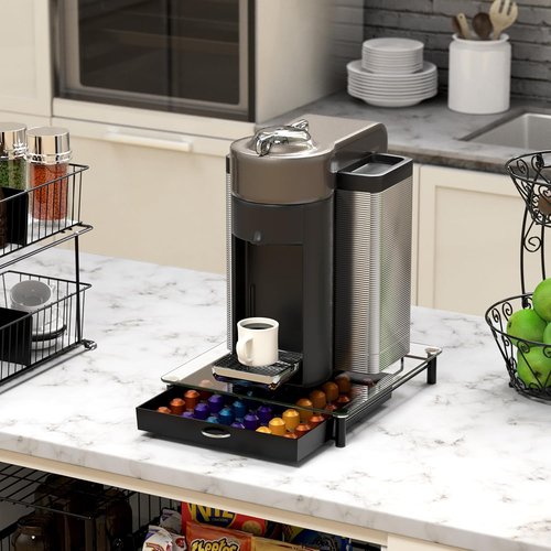 DecoBrothers Coffee Pod Drawer - Tempered Glass for Nespresso Original Line | Holds 42 Capsules