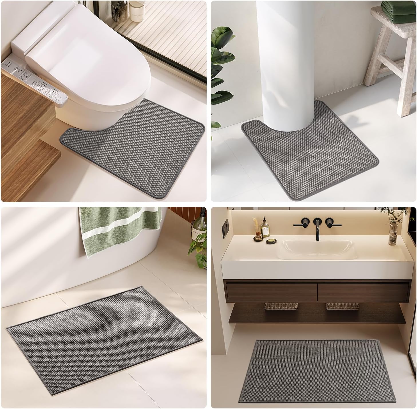 TYUU Bathroom Rug - Non-Slip, Super Absorbent & Quick-Dry Mat | Dark Grey 16"x24"